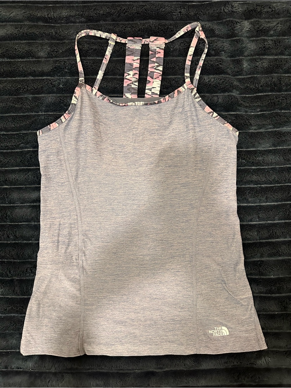 The North Face Heather blue Strappy Tank with Pink Trim